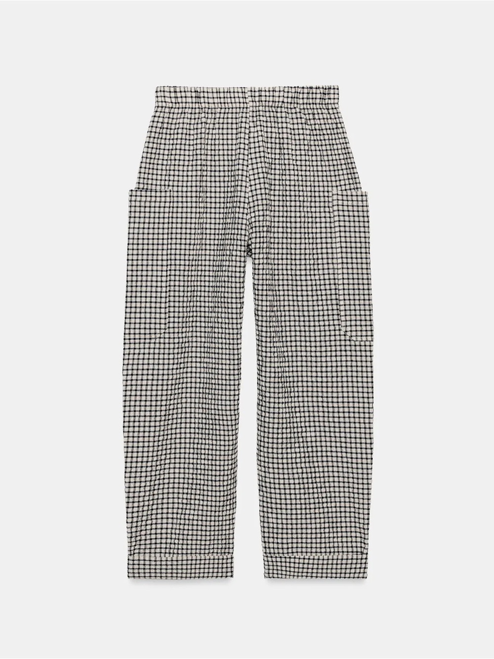 NWT Zara Cotton Gingham/Plaid Elastic Waist Pants NEW - Picture 8 of 10